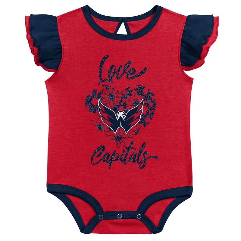 Girls Navy Washington Capitals Two-Pack Training Bodysuit Set