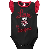 Girls Newborn  /Black Wisconsin Badgers Spread the Love 2-Pack Bodysuit Set