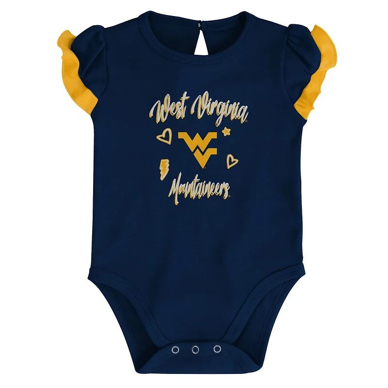 Girls Newborn /Gold West Virginia Mountaineers Too Much Love Two-Piece Bodysuit Set