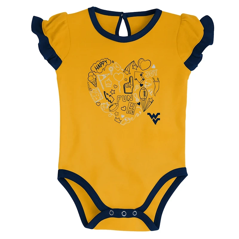Girls Newborn /Gold West Virginia Mountaineers Too Much Love Two-Piece Bodysuit Set