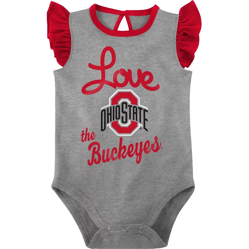 Girls Newborn  /Gray Ohio State Buckeyes Spread the Love 2-Pack Bodysuit Set