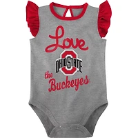 Girls Newborn  /Gray Ohio State Buckeyes Spread the Love 2-Pack Bodysuit Set