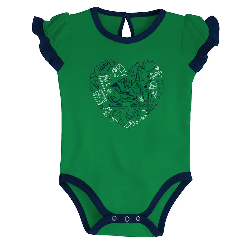 Girls Newborn  /Green Notre Dame Fighting Irish Too Much Love Two-Piece Bodysuit Set