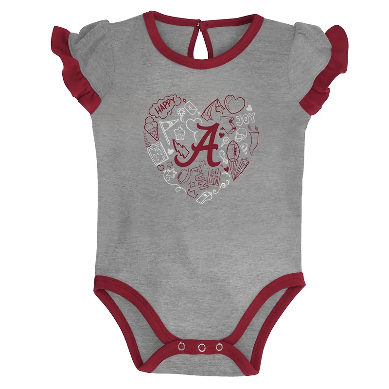 Girls Newborn /Heather Gray Alabama Tide Too Much Love Two-Piece Bodysuit Set