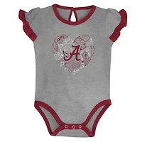 Girls Newborn  /Heather Gray Alabama Tide Too Much Love Two-Piece Bodysuit Set