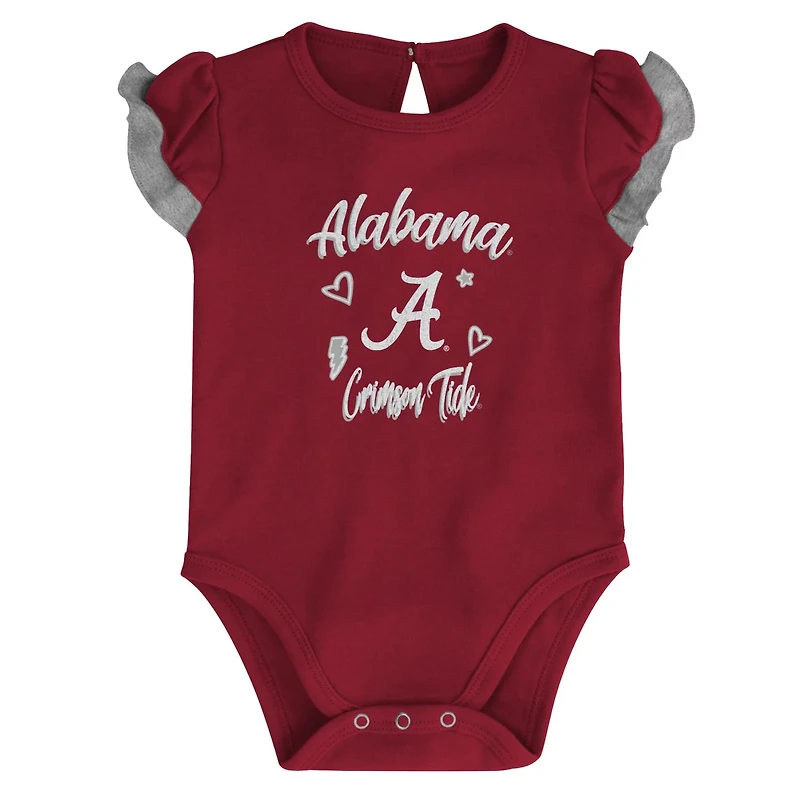 Girls Newborn /Heather Gray Alabama Tide Too Much Love Two-Piece Bodysuit Set
