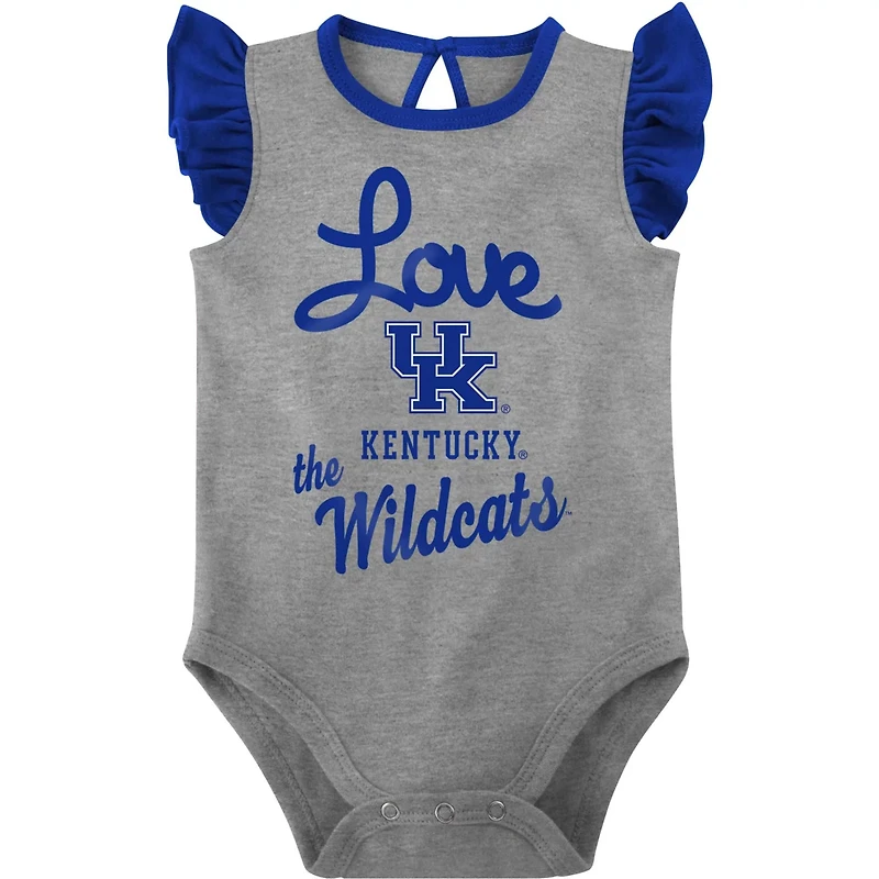 Girls Newborn /Heather Gray Kentucky Wildcats Spread the Love 2-Pack Bodysuit Set