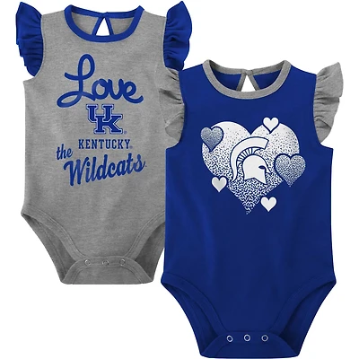 Girls Newborn /Heather Gray Kentucky Wildcats Spread the Love 2-Pack Bodysuit Set
