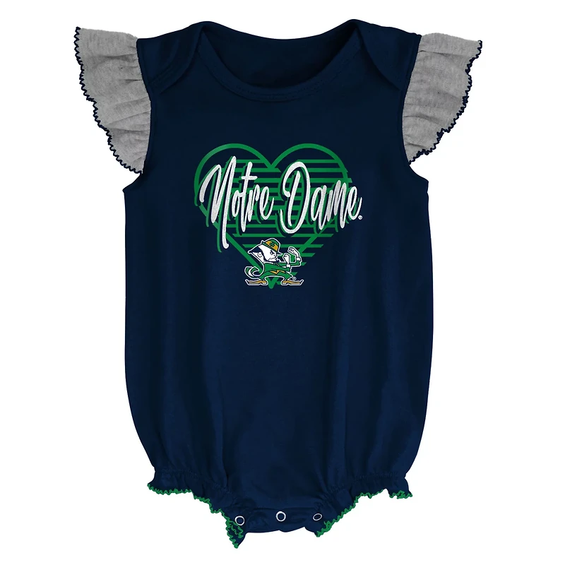 Girls Newborn /Heather Gray Notre Dame Fighting Irish All The Love Bodysuit Bib Booties Set