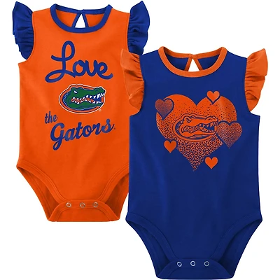 Girls Newborn /Orange Florida Gators Spread the Love 2-Pack Bodysuit Set