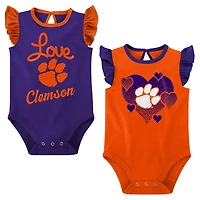 Girls Newborn  /Purple Clemson Tigers Spread the Love 2-Pack Bodysuit Set