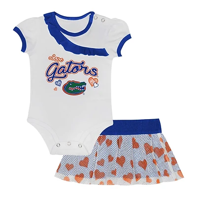 Girls Newborn  Florida Gators Two-Piece Love My Team Bodysuit Skirt Set