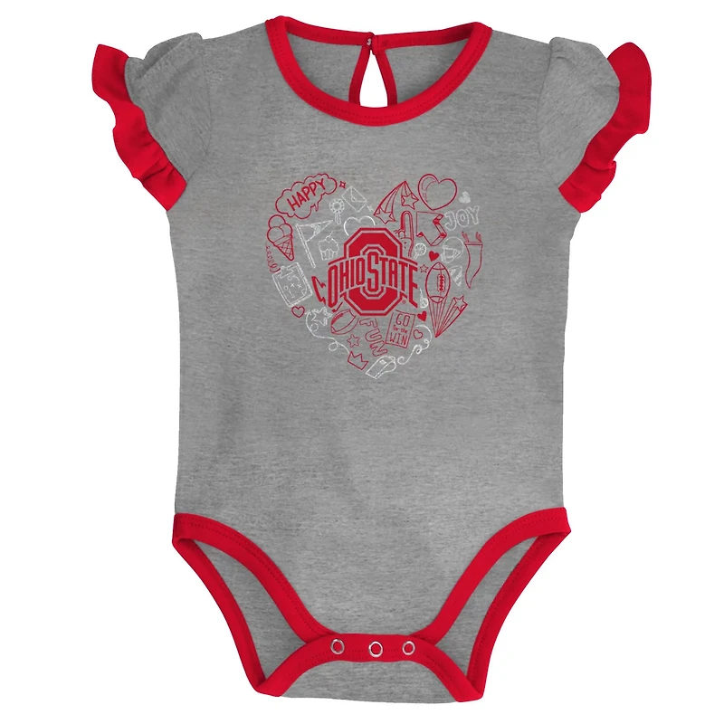 Girls Newborn Heather Gray Ohio State Buckeyes Too Much Love Two-Piece Bodysuit Set