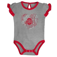 Girls Newborn  Heather Gray Ohio State Buckeyes Too Much Love Two-Piece Bodysuit Set
