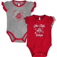 Girls Newborn  Heather Gray Ohio State Buckeyes Too Much Love Two-Piece Bodysuit Set