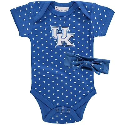 Girls Newborn Kentucky Wildcats Hearts Bodysuit and Headband Set