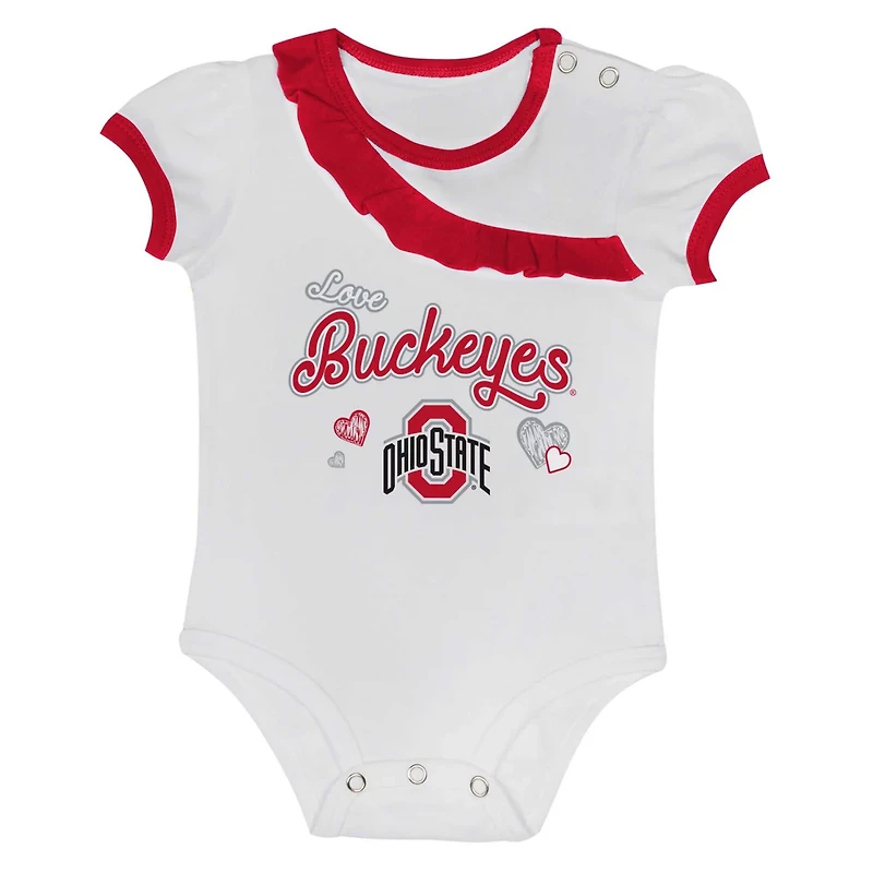 Girls Newborn  Ohio State Buckeyes Two-Piece Love My Team Bodysuit Skirt Set