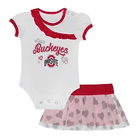 Girls Newborn  Ohio State Buckeyes Two-Piece Love My Team Bodysuit Skirt Set