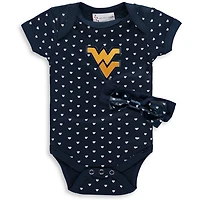 Girls Newborn  West Virginia Mountaineers Hearts Bodysuit and Headband Set