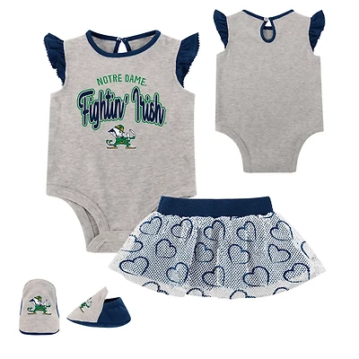 Girls Newborn Notre Dame Fighting Irish All Dolled Up Bodysuit Skirt  Bootie Set