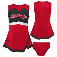 Girls Preschool /Black Georgia Bulldogs Two-Piece Cheer Captain Jumper Dress  Bloomers Set