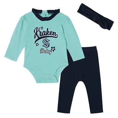 Girls Seattle Kraken Rink Queen Long Sleeve 3-Piece Set