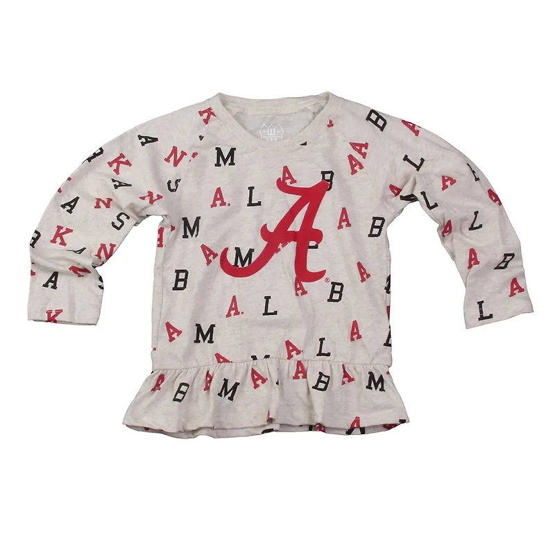 Girls Wes Willy Alabama Crimson Tide Ruffle Raglan Long Sleeve T-Shirt Leggings Set