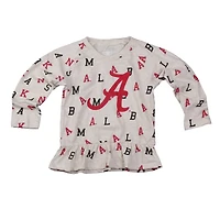 Girls Wes Willy Alabama Crimson Tide Ruffle Raglan Long Sleeve T-Shirt Leggings Set