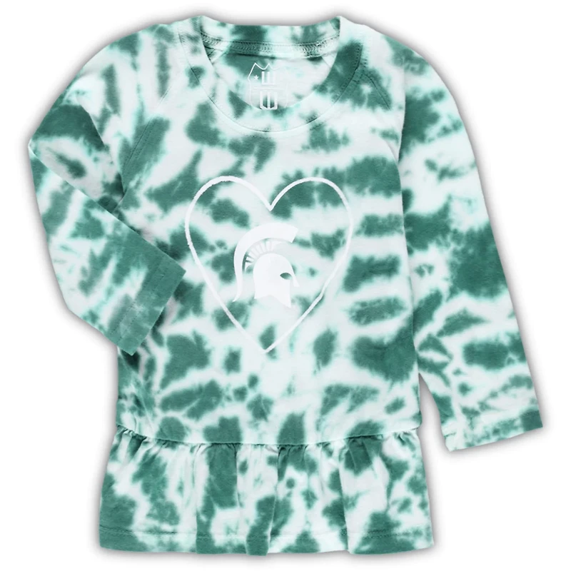 Girls Wes  Willy Michigan State Spartans Tie-Dye Ruffle Raglan Long Sleeve T-Shirt  Leggings Set