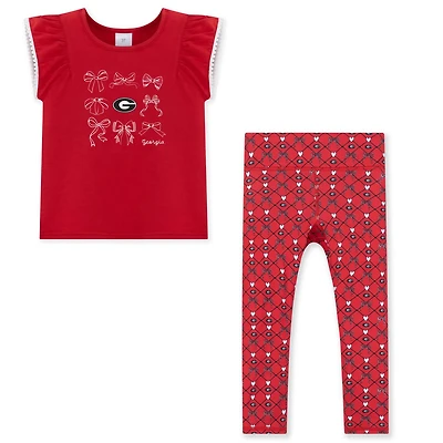 Girls ZooZatz Georgia Bulldogs Tri-Blend Bow Legging and Shirt Set