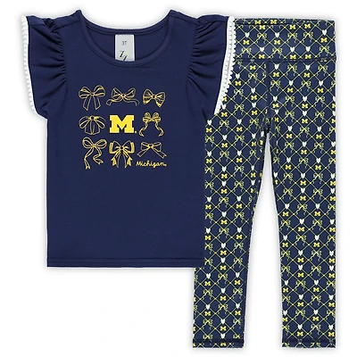 Girls ZooZatz Michigan Wolverines Tri-Blend Bow Legging and Shirt Set