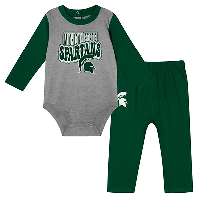 Hunter Michigan State Spartans Double Up Long Sleeve Bodysuit  Pant Set