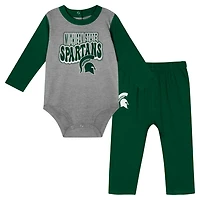 Hunter Michigan State Spartans Double Up Long Sleeve Bodysuit  Pant Set