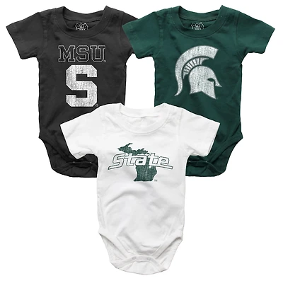 Infant Wes  Willy Michigan State Spartans Three-Pack Bodysuit Set
