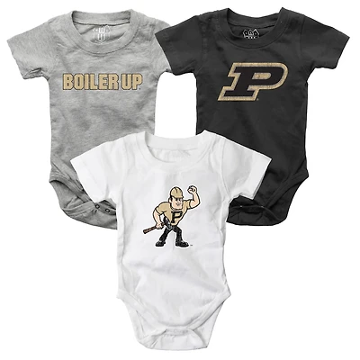 Infant Wes  Willy Purdue Boilermakers Three-Pack Bodysuit Set