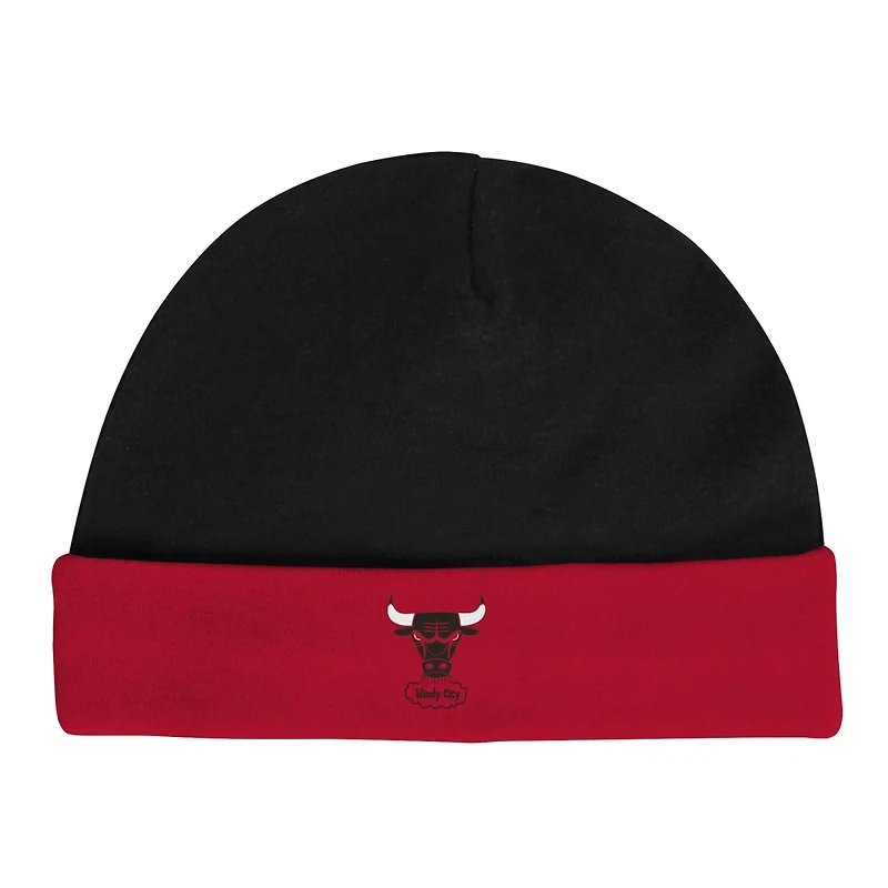 Mitchell  Ness Red Chicago Bulls Hardwood Classics Bodysuits  Cuffed Knit Hat Set