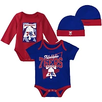Mitchell  Ness Red Philadelphia 76ers Hardwood Classics Bodysuits Cuffed Knit Hat Set