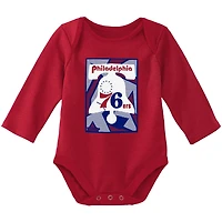 Mitchell  Ness Red Philadelphia 76ers Hardwood Classics Bodysuits Cuffed Knit Hat Set