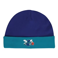 Mitchell  Ness Teal Charlotte Hornets Hardwood Classics Bodysuits Cuffed Knit Hat Set