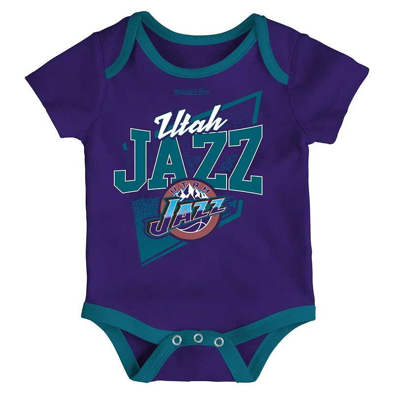 Mitchell  Ness /Teal Utah Jazz Hardwood Classics Bodysuits  Cuffed Knit Hat Set