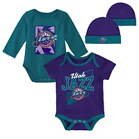Mitchell  Ness /Teal Utah Jazz Hardwood Classics Bodysuits  Cuffed Knit Hat Set