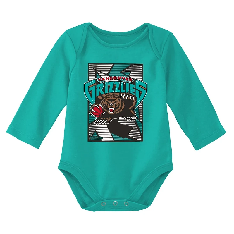 Mitchell  Ness Turquoise Vancouver Grizzlies Hardwood Classics Bodysuits Cuffed Knit Hat Set