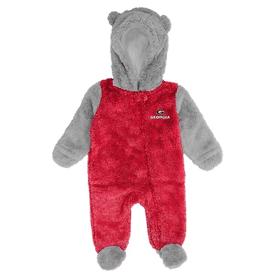 Newborn /Gray Georgia Bulldogs Game Nap Teddy Fleece Bunting Full-Zip Sleeper