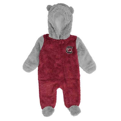 Newborn /Gray South Carolina Gamecocks Game Nap Teddy Fleece Bunting Full-Zip Sleeper