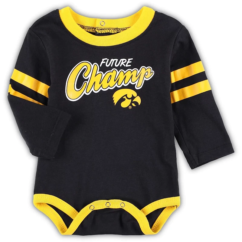 Newborn /Gold Iowa Hawkeyes Little Kicker Long Sleeve Bodysuit Sweatpants Set