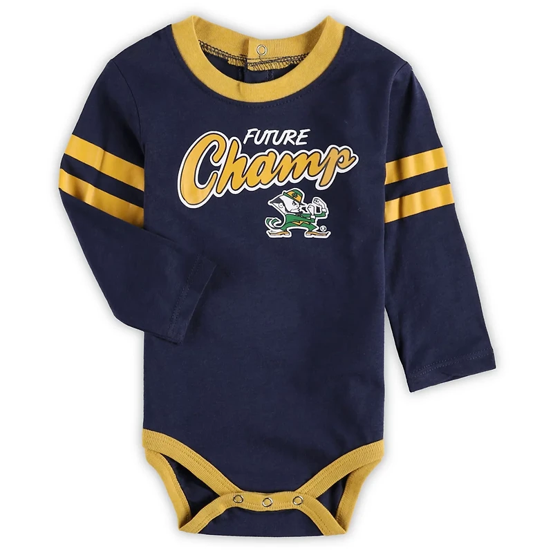 Newborn  /Gold Notre Dame Fighting Irish Little Kicker Long Sleeve Bodysuit  Sweatpants Set