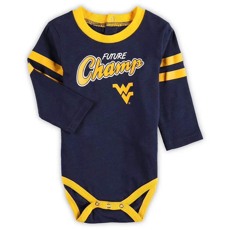 Newborn /Gold West Virginia Mountaineers Little Kicker Long Sleeve Bodysuit Sweatpants Set