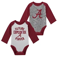 Newborn  /Gray Alabama Crimson Tide 2-Pack Play Time Long Sleeve Bodysuit Set