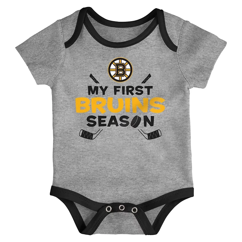 Newborn  Boston Bruins Legend Three-Piece Bodysuit Set