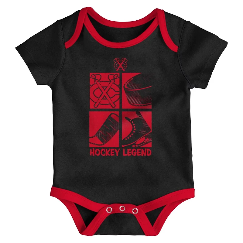 Newborn Chicago Blackhawks Legend Three-Piece Bodysuit Set